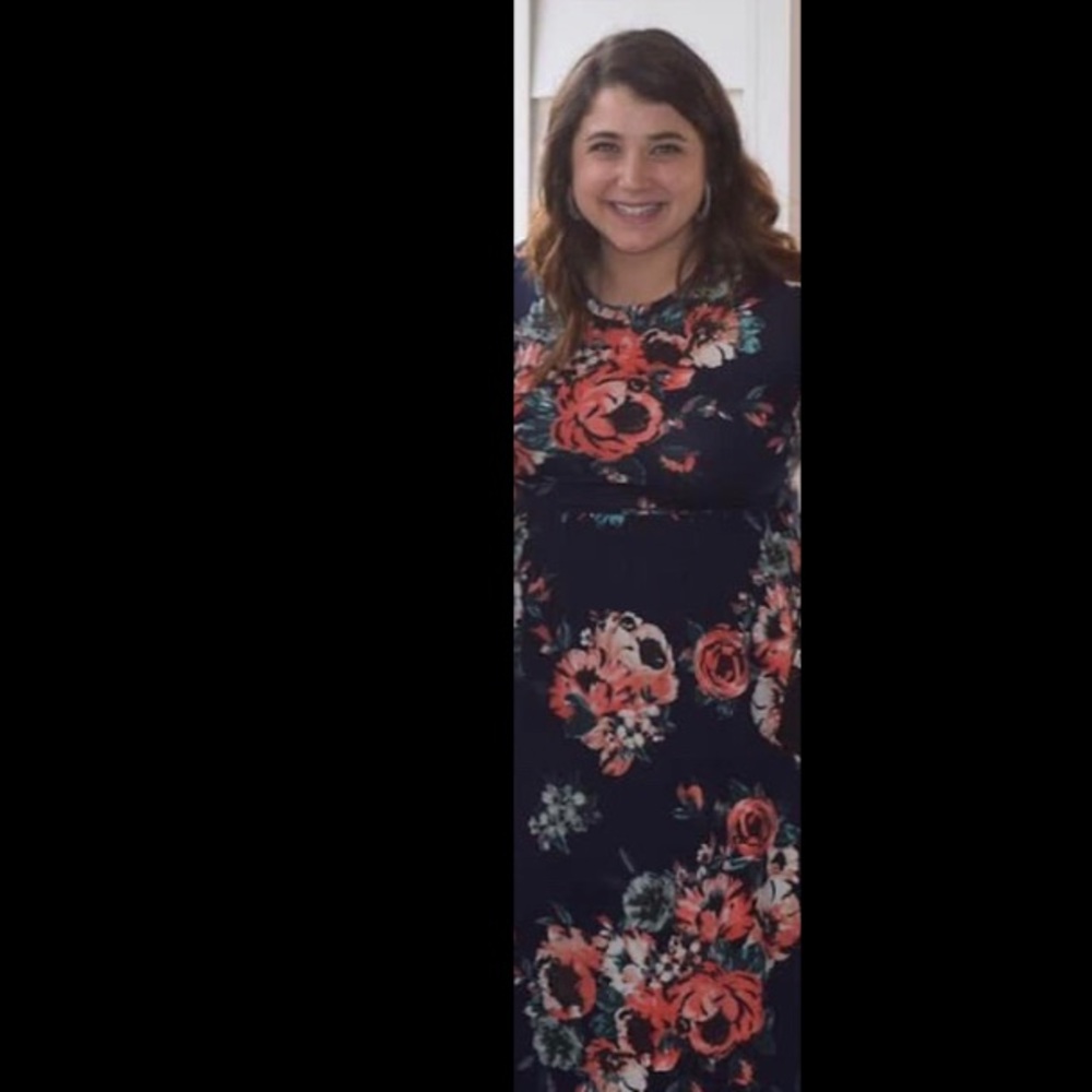 Navy Blue Floral Short Sleeve Maxi Dress